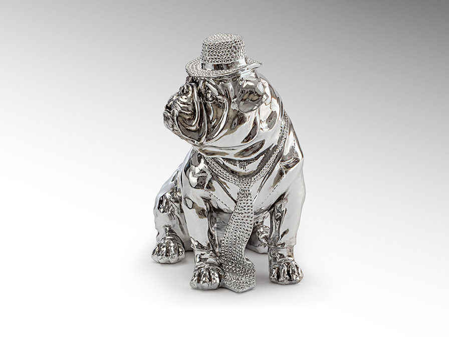 Schuller Furniture and decoration Decorative figures Bulldog Hat 841207  ·BULL DOG· CHROME FIGURE, MIDDLE SIZE